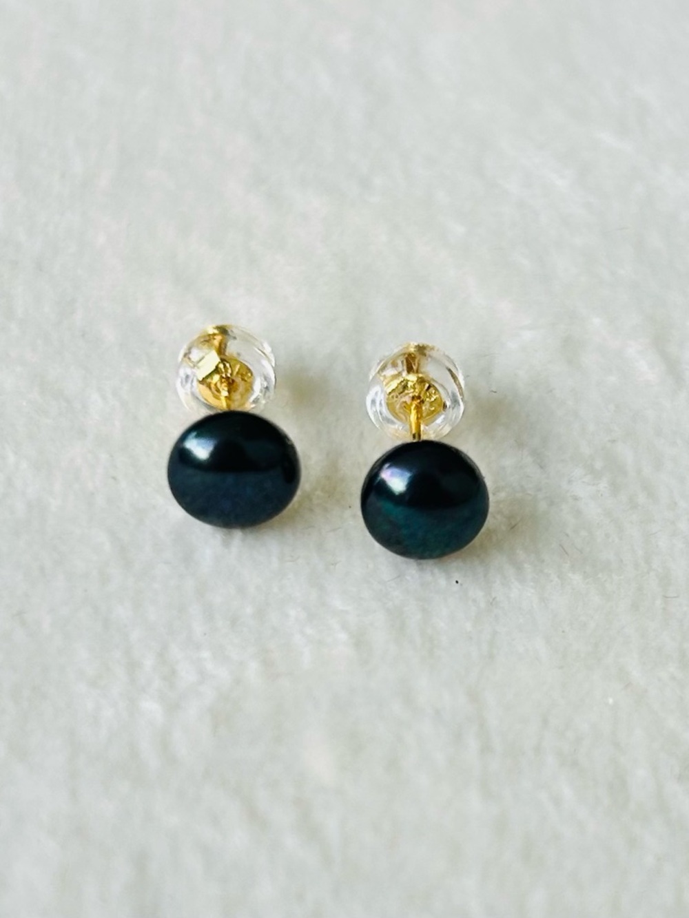 Black Freshwater Pearl Earrings 18k GP